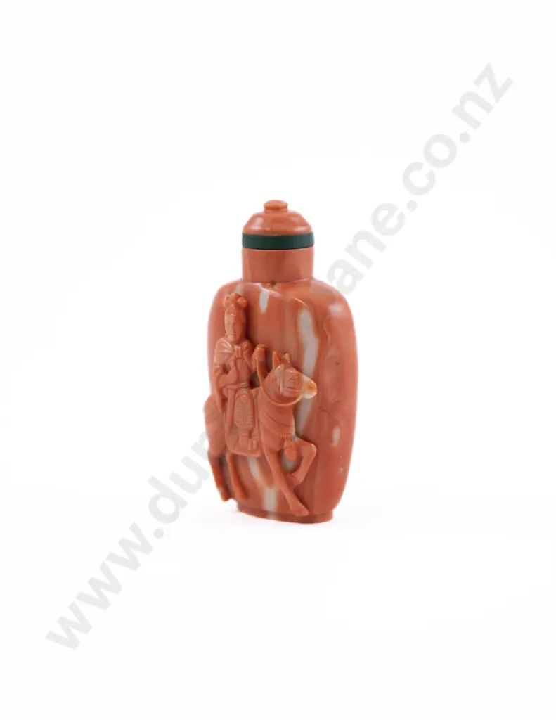 A Rare Finely Carved Chinese Coral Snuff Bottle Image 1++