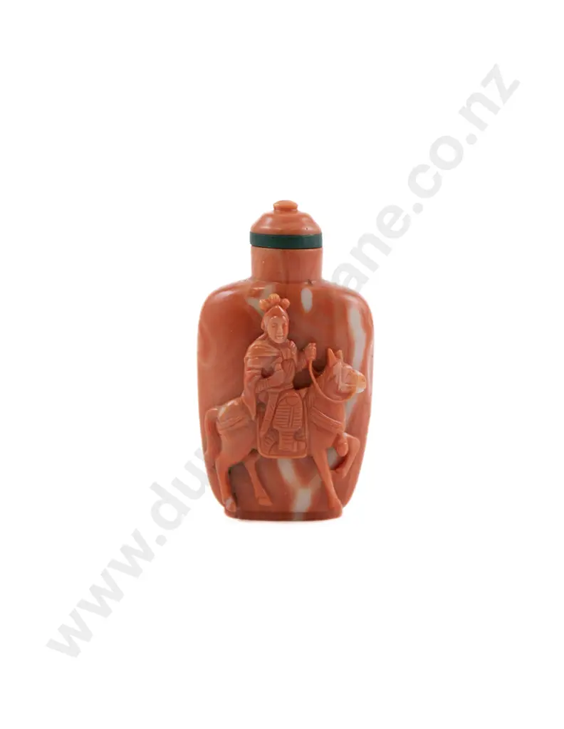 A Rare Finely Carved Chinese Coral Snuff Bottle Image 1++