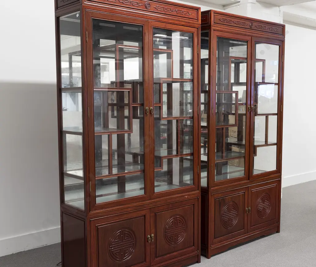 Pair of Chinese Rosewood Display Cabinets Image 1++