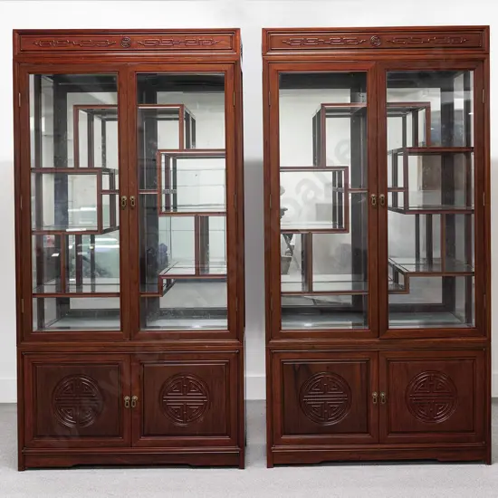 Pair of Chinese Rosewood Display Cabinets