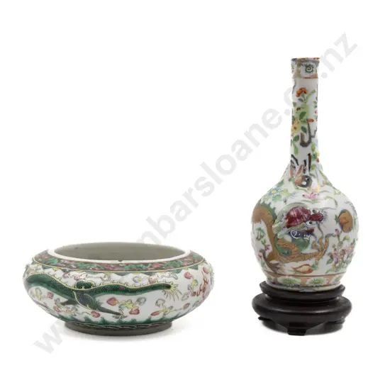 A 19th Century Chinese Bottle Vase And Bowl