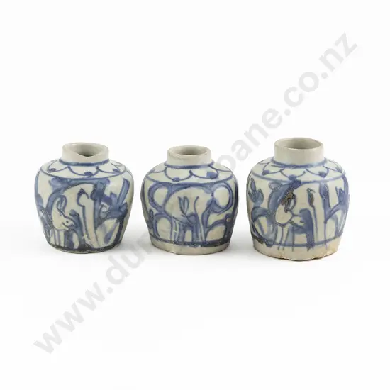 Three Chinese Provincial Ming Blue and White Shipwreck Jars