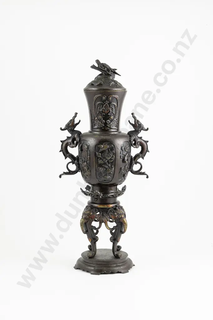 Japanese Bronze Temple Censor On Stand Image 1++