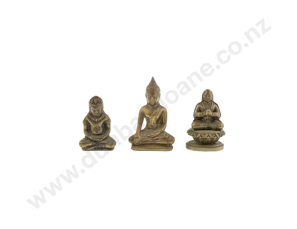 Small 19th Century Thai Bronze Buddha And Two Indian Bronze Buddhas Image 1++