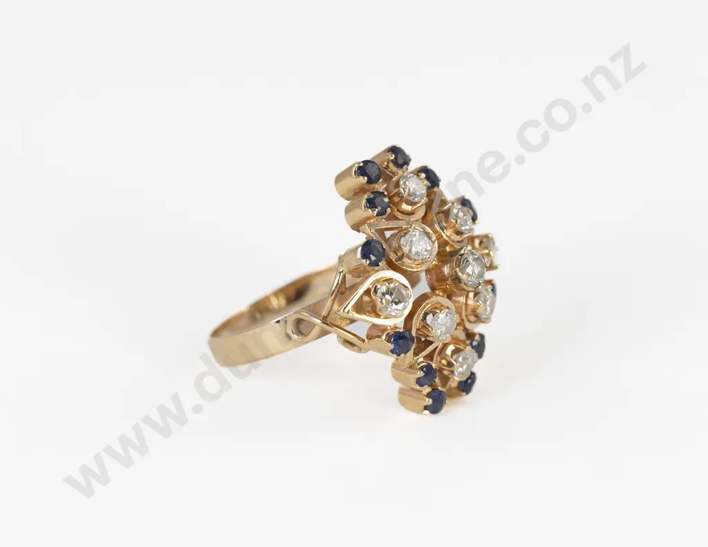 18ct 21stone Sapphire and Diamond Dress Ring Image 1++