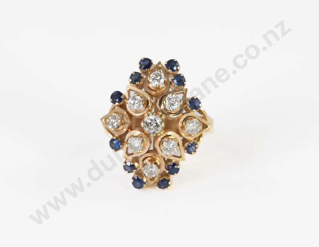 18ct 21stone Sapphire and Diamond Dress Ring Image 1++