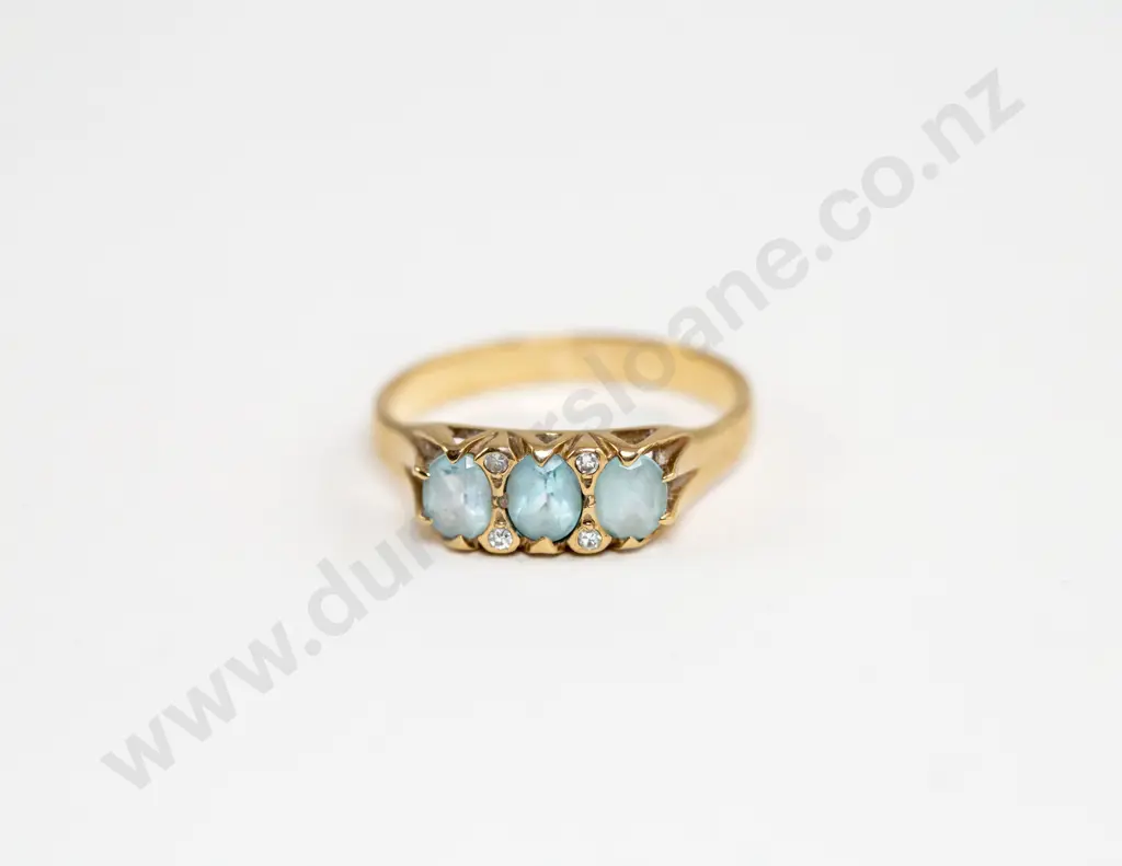 9ct Seven Stone Topaz and Diamond Bridge Ring Image 1++