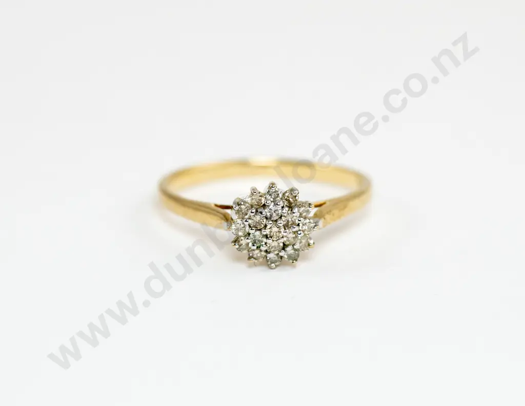 9ct 19stone Diamond Triple Tier Cluster Ring Image 1++