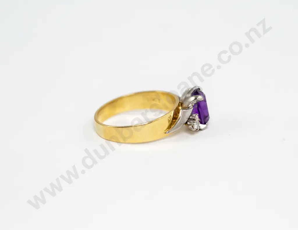 18ct Seven Stone Amethyst and Diamond Dress Ring Image 1++