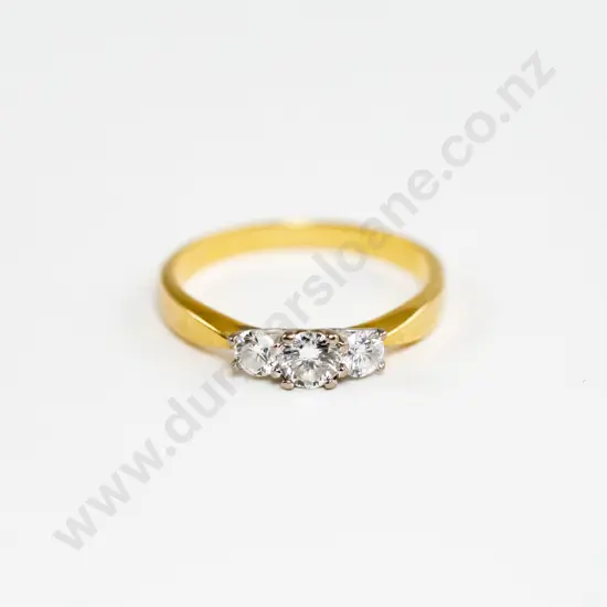 18ct Three Stone Diamond Bridge Ring