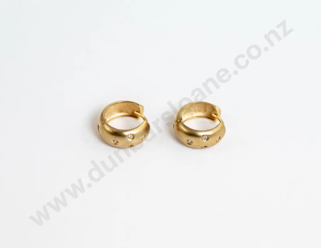 Pair 9ct Diamond Hoop Earrings Image 1++