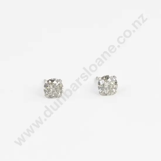 14ct White Gold Diamond Stud Earrings