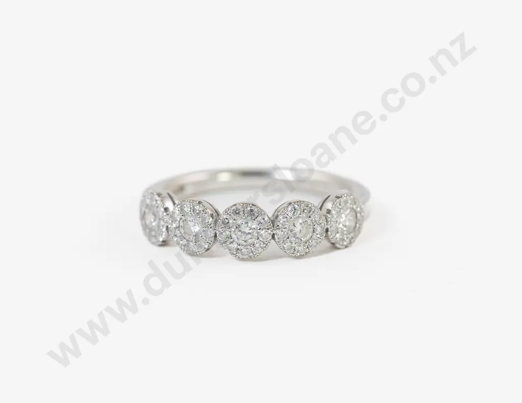 14ct White Gold Diamond Cluster Band Image 1++
