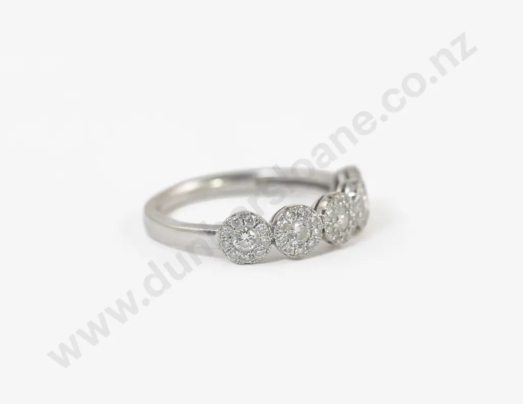 14ct White Gold Diamond Cluster Band Image 1++