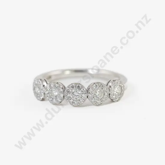 14ct White Gold Diamond Cluster Band