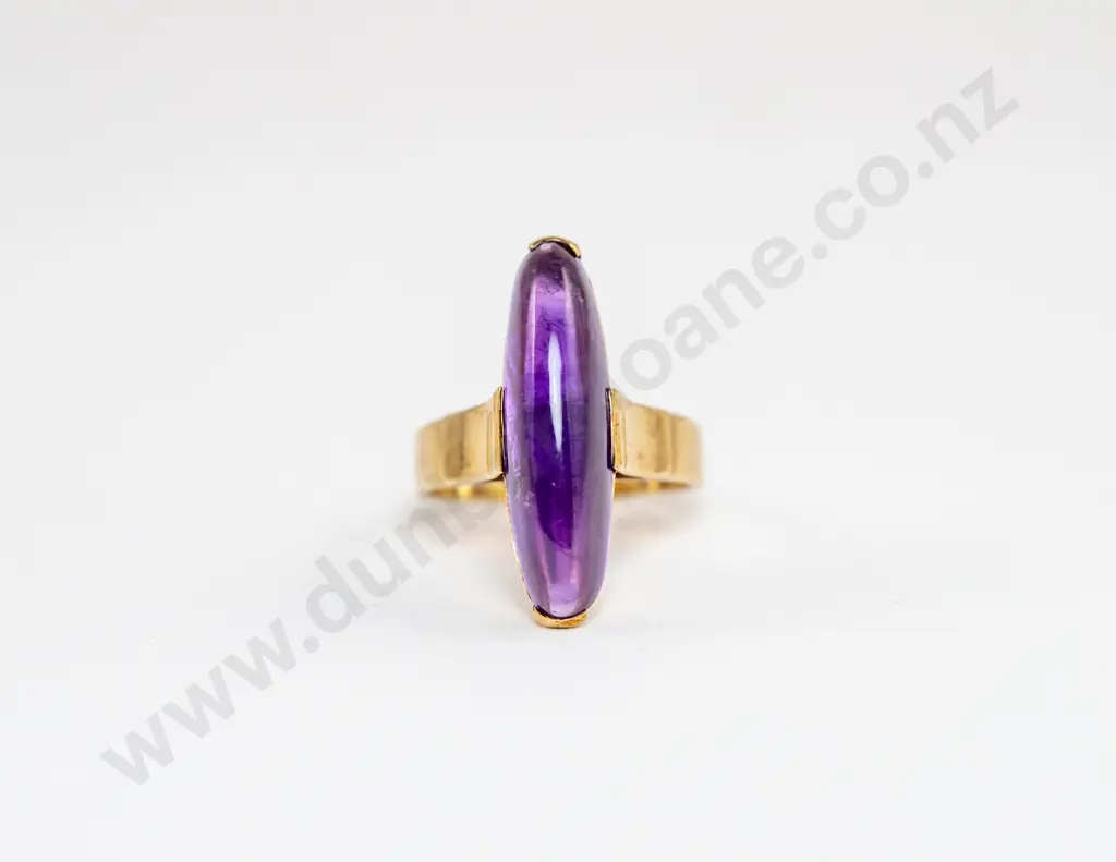 9ct Single Stone Cabochon Amethyst Ring Image 1++