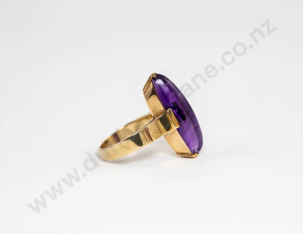 9ct Single Stone Cabochon Amethyst Ring Image 1++