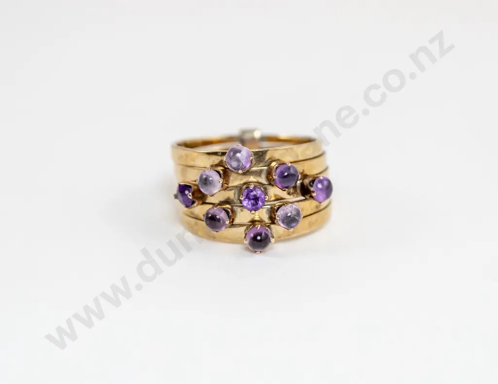 14ct Nine Stone Amethyst Split Band Ring Image 1++
