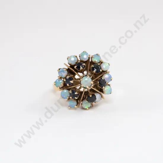 9ct Princess Design 19stone Sapphire and Opal Dress Ring