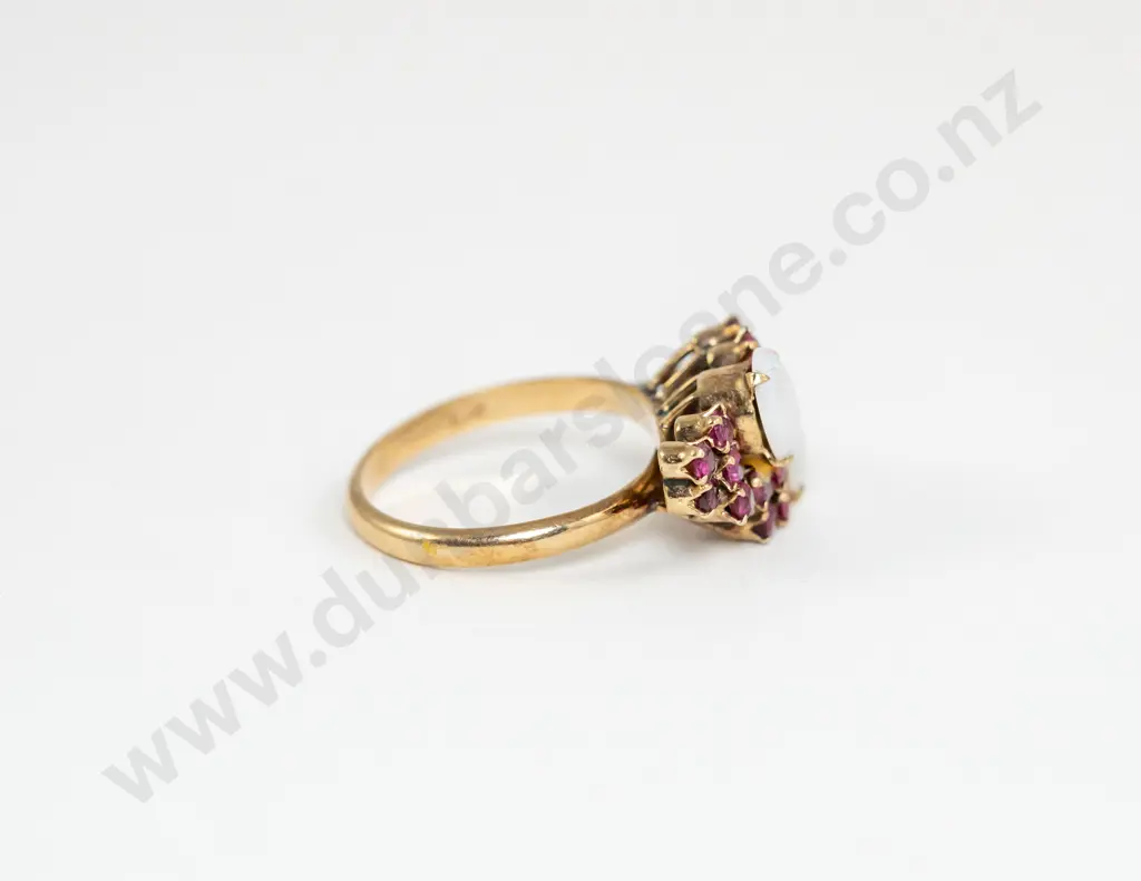18ct 20stone Opal and Ruby Dress Ring Image 1++