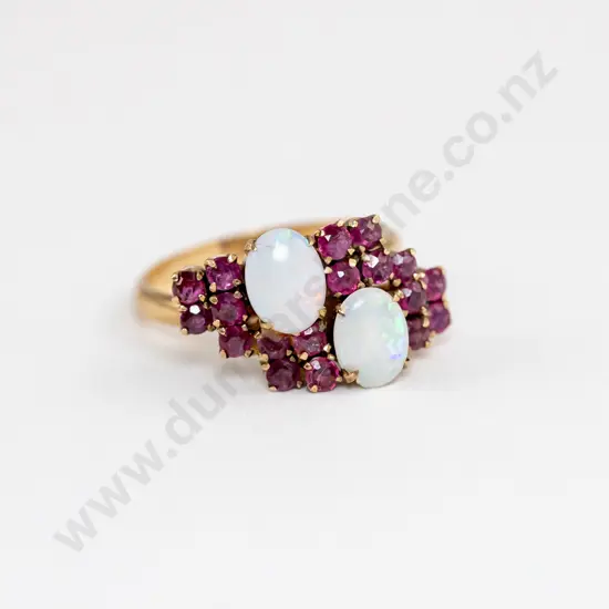 18ct 20stone Opal and Ruby Dress Ring