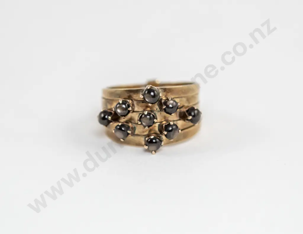14ct Five Band Nine Stone Star Sapphire Ring Image 1++