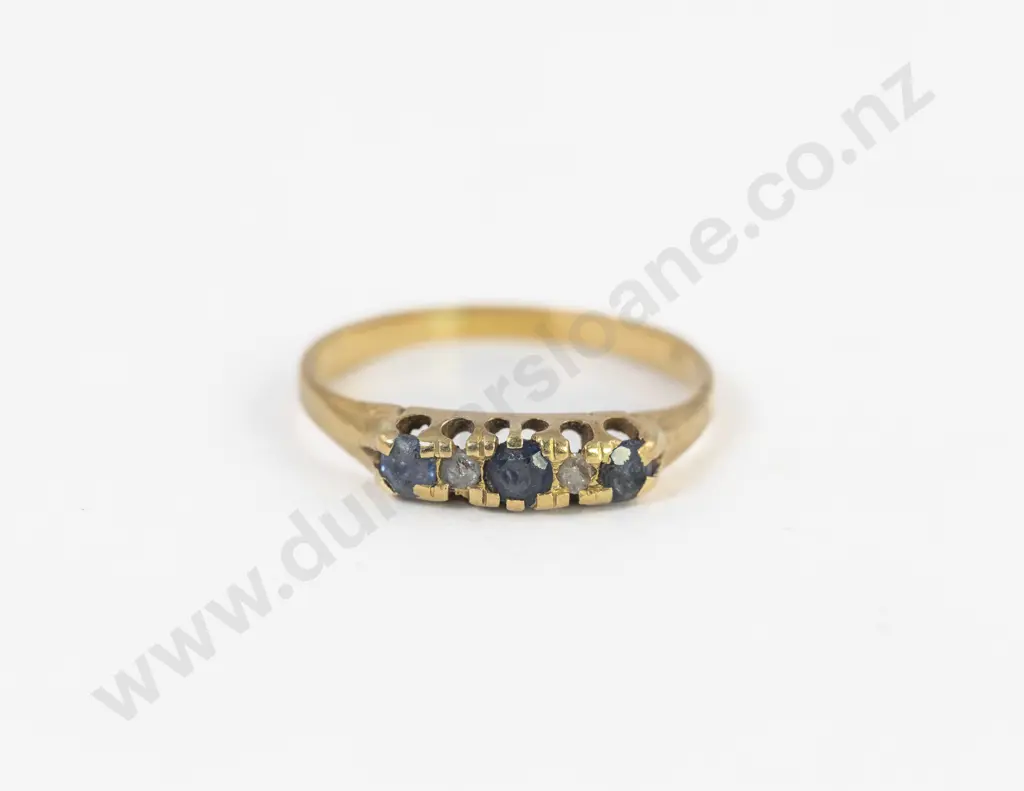 18ct Five Stone Sapphire and Diamond Dress Ring Image 1++