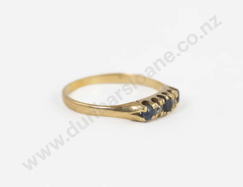 18ct Five Stone Sapphire and Diamond Dress Ring Image 1++