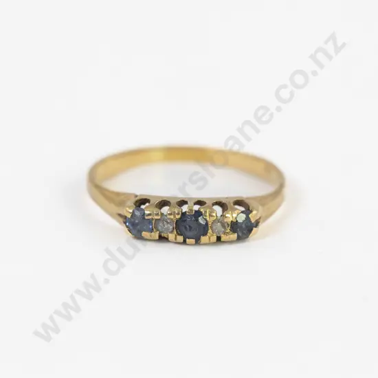18ct Five Stone Sapphire and Diamond Dress Ring
