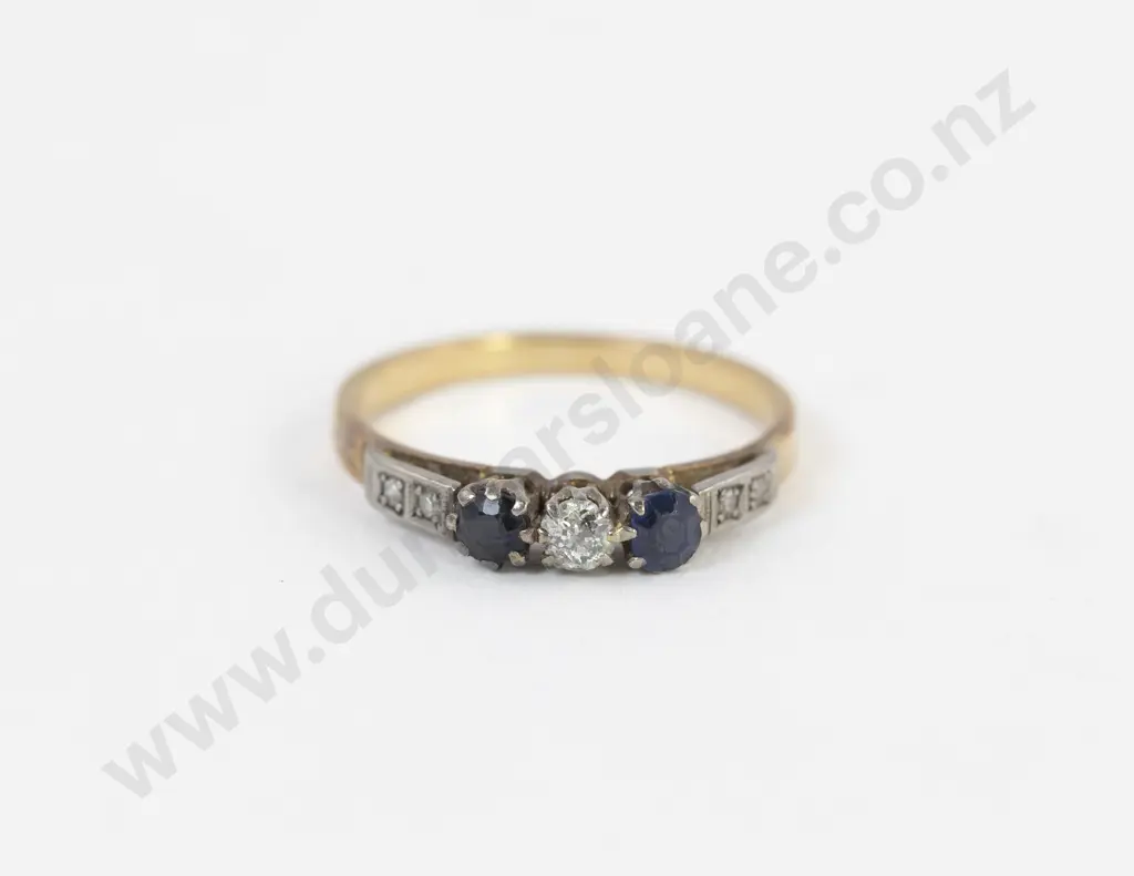 18ct Seven Stone Sapphire and Diamond Dress Ring Image 1++