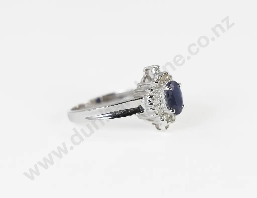 14ct 19stone Sapphire and Diamond Cluster Ring Image 1++