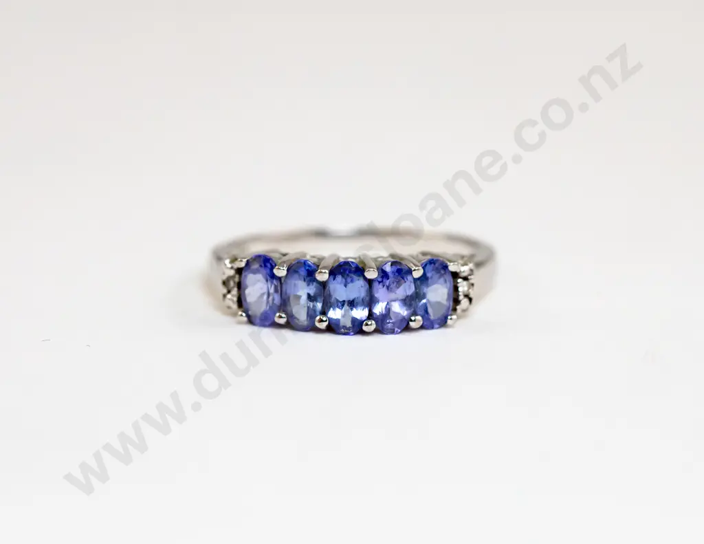 9ct White Gold Five Stone Topaz Bridge Ring Image 1++