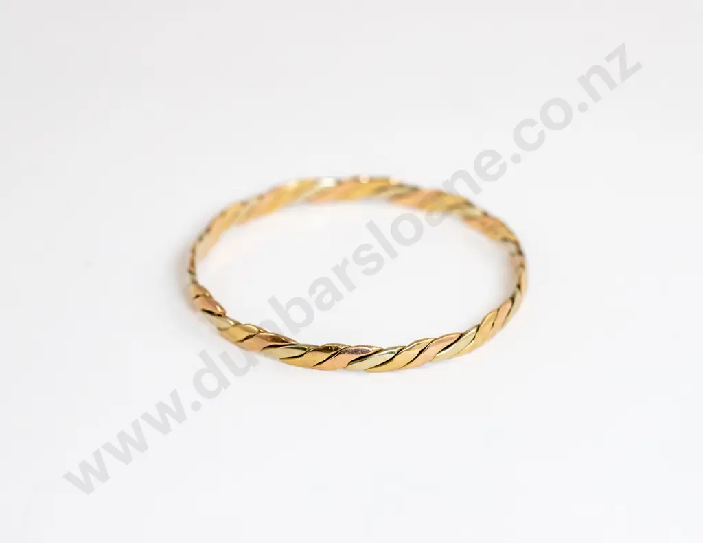 9ct Three Tone Gold Twist Bangle Image 1++