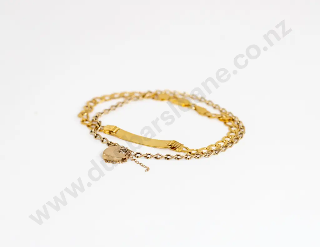 9ct Curb Link Identity Bracelet and 9ct Curb Chain Bracelet Image 1++
