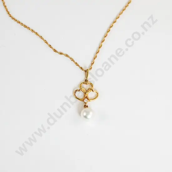 Mikimoto 18ct Single Cultured Pearl and Diamond Pendant