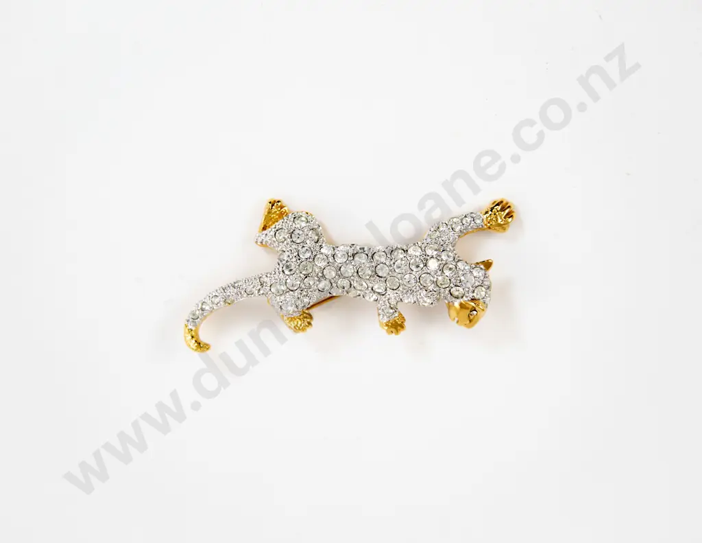 Boxed Swarovski Crystal Duchess of Windsor Style Prowling Big Cat Brooch Image 1++