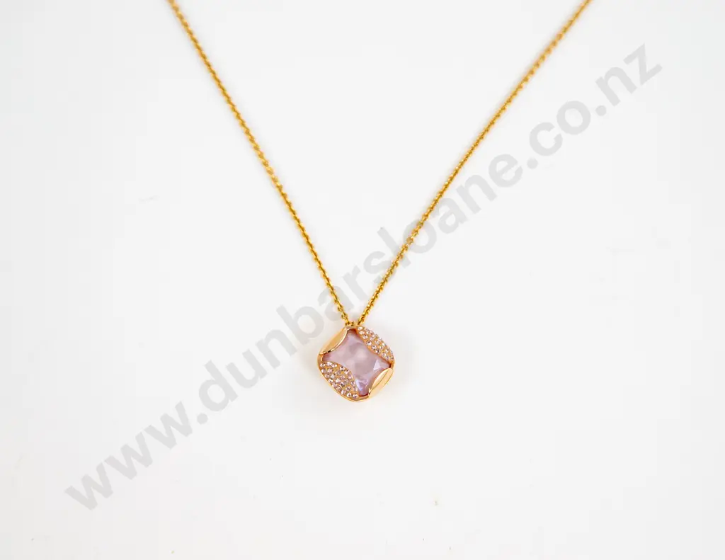 Swarovski Pink Crystal Pendant Necklace Image 1++