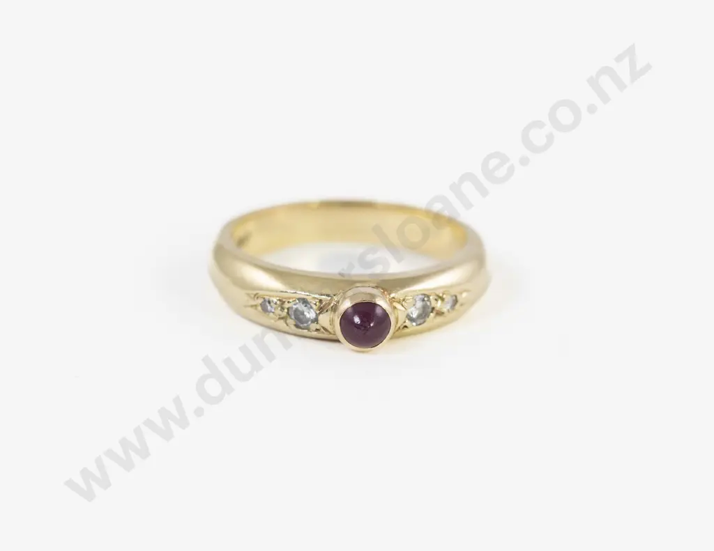 14ct Five Stone Diamond and Ruby Ring Image 1++