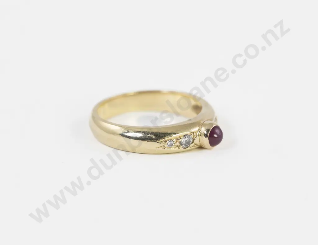 14ct Five Stone Diamond and Ruby Ring Image 1++