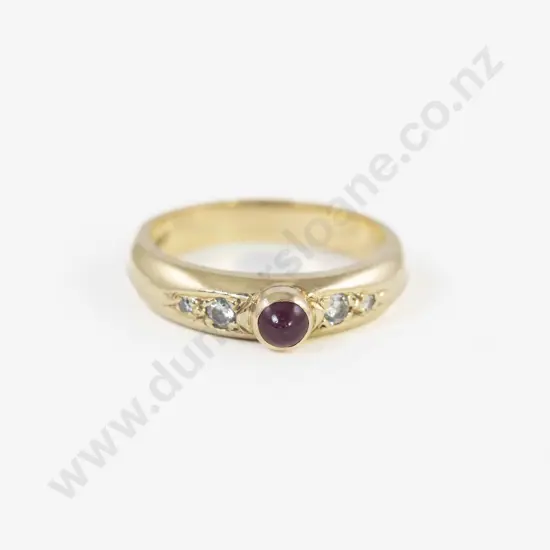 14ct Five Stone Diamond and Ruby Ring