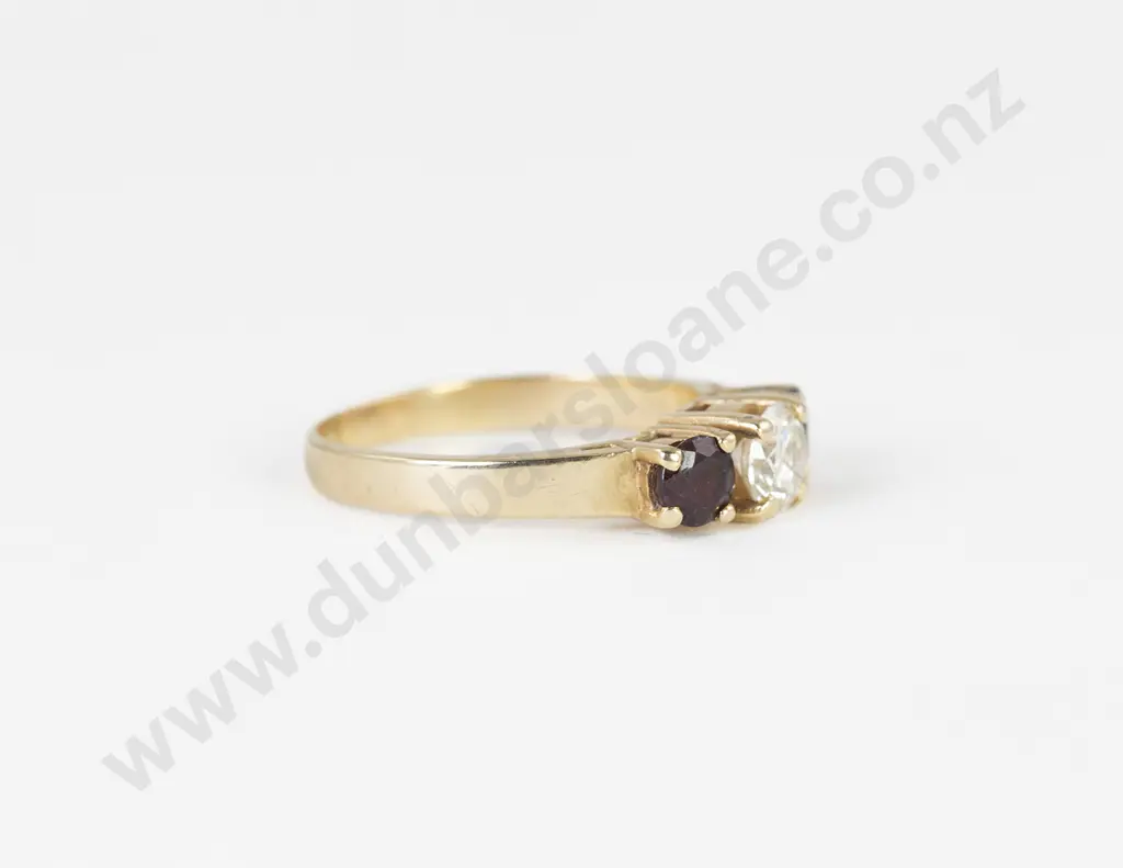 14ct Three Stone Ruby and Diamond Ring Image 1++