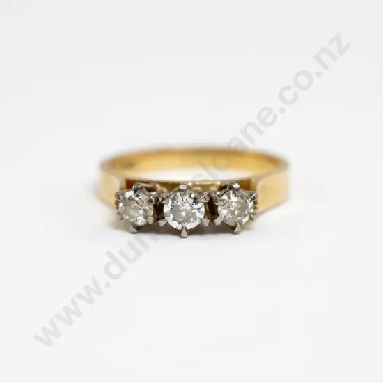 18ct Three Stone Diamond Bridge Ring