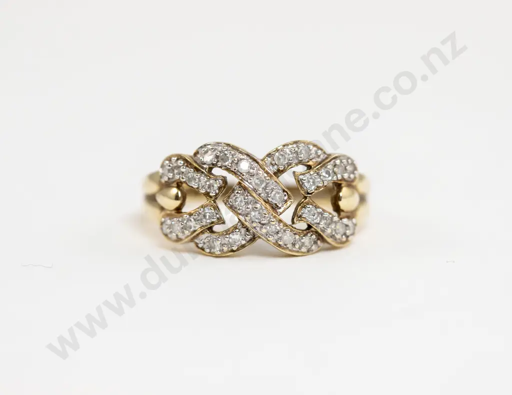 9ct 30stone Diamond Fancy 'Love Knot' Band Ring Image 1++