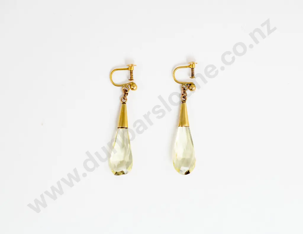 Pair 9ct Citrine Pendant Earrings Image 1++
