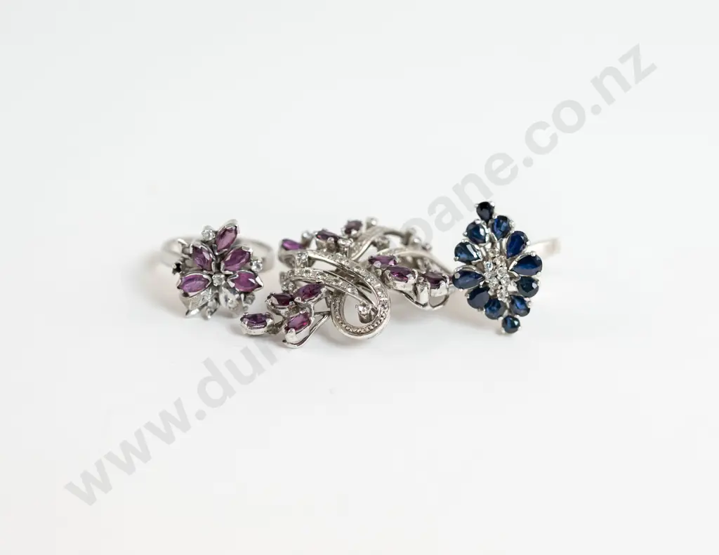 S/S Ruby and Spinel Spray Brooch Image 1++