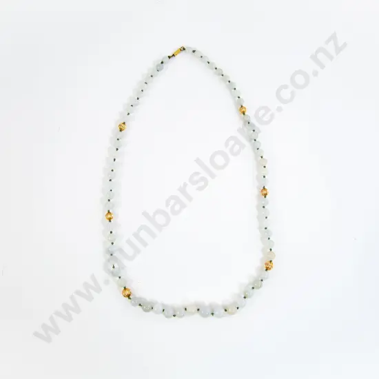 14ct Single Strand Jade  Bead Necklace