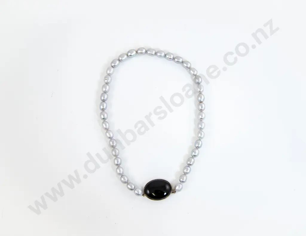 Single Strand Freshwater Silver Pearl Necklace Image 1++