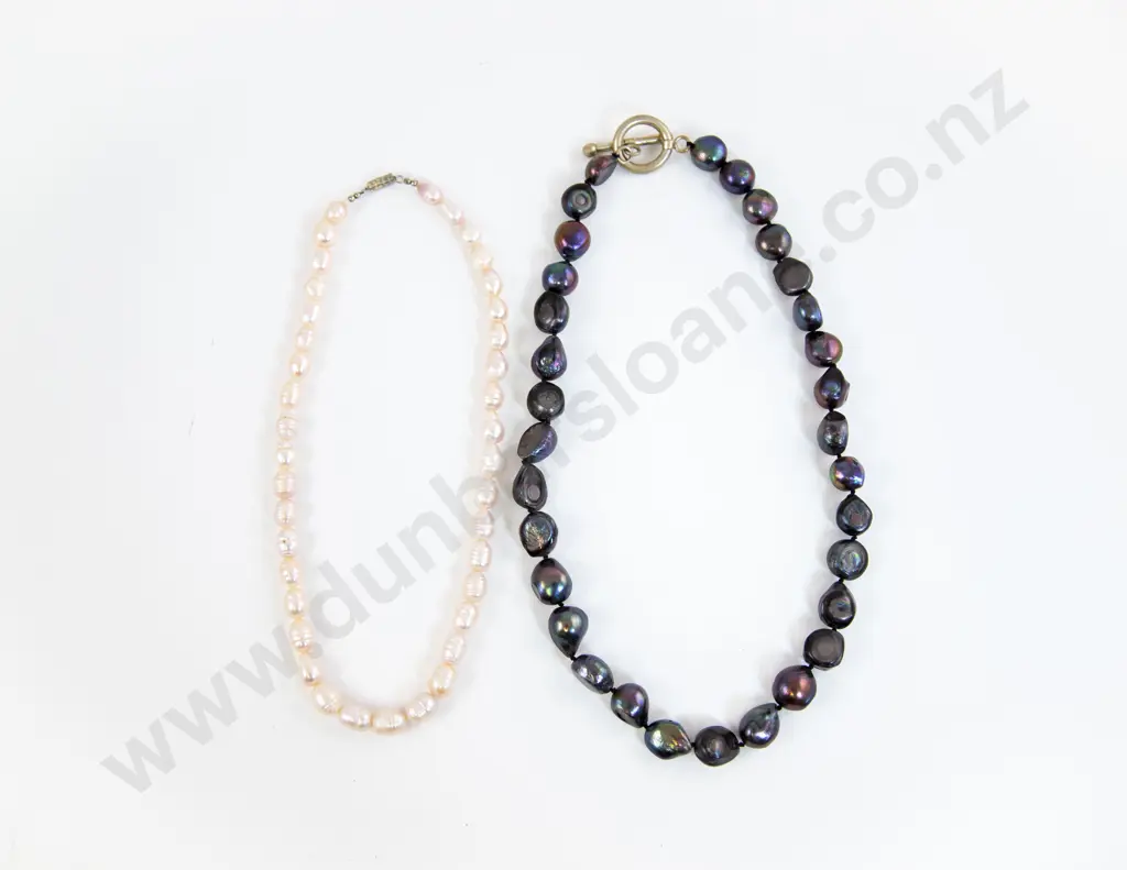 Two Single Strand Baroque Fresh Water Pearl Necklaces Image 1++