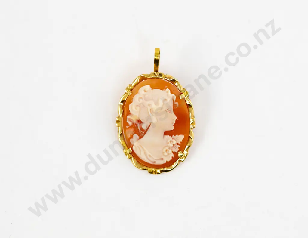 18ct Framed Portrait Cameo Brooch Image 1++