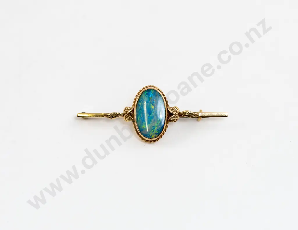 9ct Single Opal Bar Brooch Image 1++
